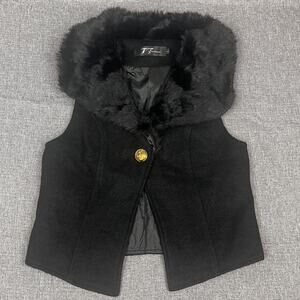 Witchy Vest Women Faux Fur Gothic Goblincore Goth Black L Large
